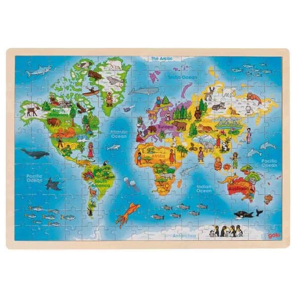 Image of Goki Wooden Giant World Jigsaw Puzzle - 192 Pieces