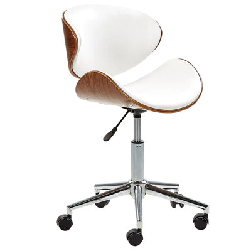 Image of Beliani Desk Chair Swivel Rotterdam Faux Leather White