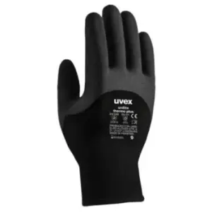 Image of Uvex unilite thermo plus Black Polymer Coated Acrylic, Elastane, Polyamide, Virgin Wool Gloves, Size 11, XL, 2 Gloves