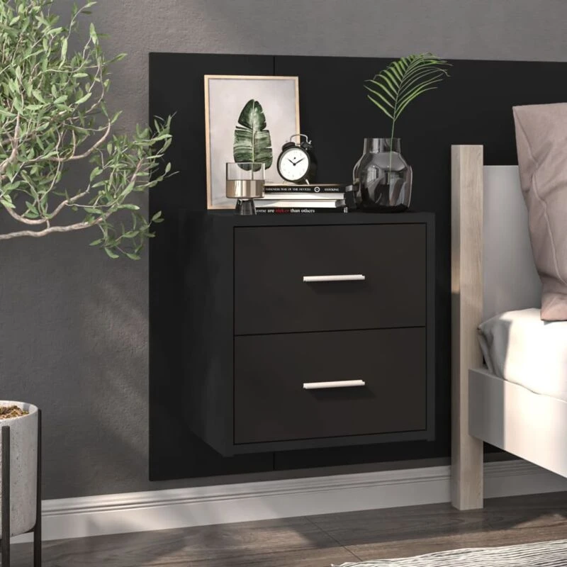 Image of VIDAXL Wall-mounted Bedside Cabinet Black Vidaxl 8720286964224
