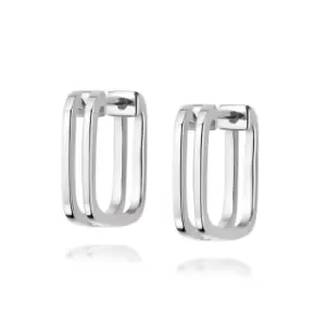 Image of Daisy London Jewellery 925 Sterling Silver Rupi Huggie Hoop Earrings Sterling Silver