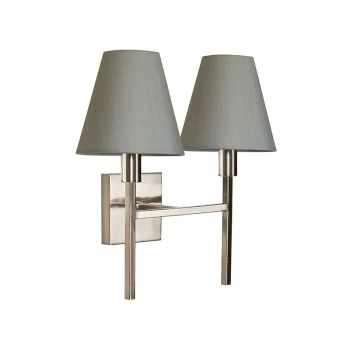 Image of Wall 2 Light Brushed Nickel with Grey Shade - Elstead