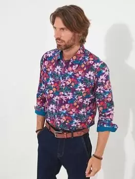 Image of Joe Browns Joe Browns Sensational Floral Long Sleeve Shirt - Purple, Purple, Size XL, Men