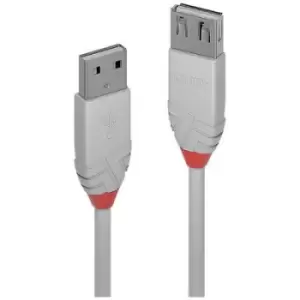Image of LINDY USB cable USB 2.0 USB-A plug, USB-A socket 0.2 m Grey 36710