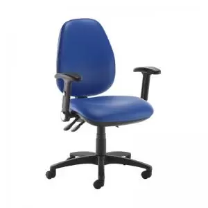 Image of Jota high back operator chair with folding arms - Ocean Blue vinyl