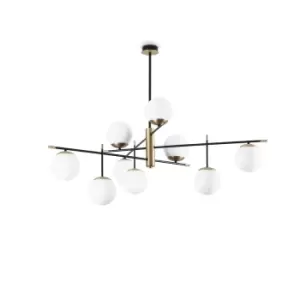 Image of GOURMET 9 Light Globe Multi Arm Semi Flush Ceiling Lamp Black