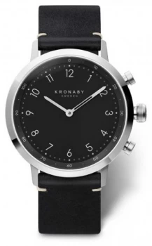Image of Kronaby 41mm NORD Black Leather Strap Stainless Steel A1000- Watch