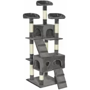 Image of Tectake - Cat tree scratching post Mogli - cat scratching post, cat tower, scratching post - grey