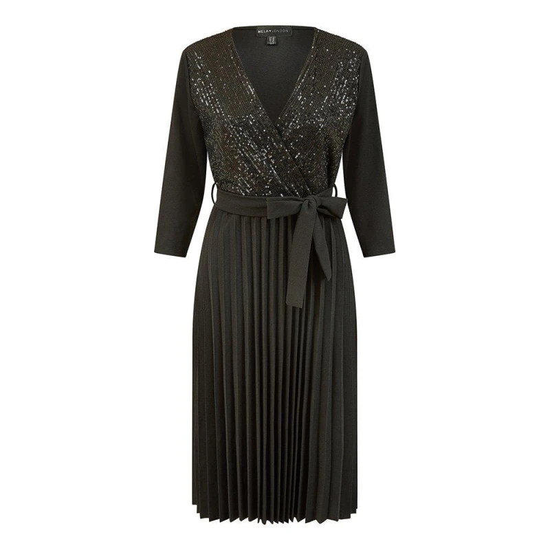 Image of Yumi Yumi Sequin Wrp Drss - Black 8