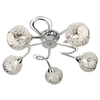 Image of Searchlight Souk - 5 Light Multi Arm Ceiling Semi Flush Light Chrome with Fretwork Shades, G9