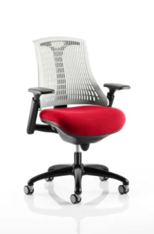 Image of Flex Task Operator Chair Black Frame White Back Bespoke Colour Seat Post Box Red