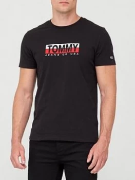 Image of Tommy Jeans Tommy Contrast Box T-Shirt - Black