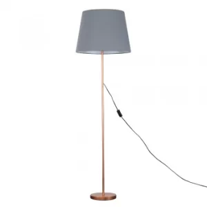 Image of Charlie Copper Floor Lamp with XL Grey Aspen Shade