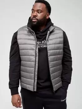 Image of Calvin Klein Big & Tall Recycled Side Logo Padded Gilet, Dark Grey, Size 4XL, Men