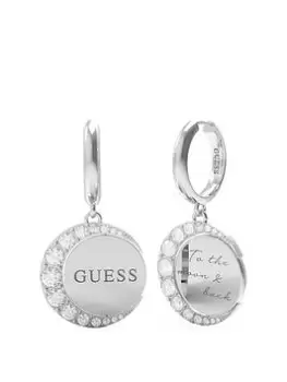 Image of Guess Moon Phases Ladies Drop Earrings, Silver, Women