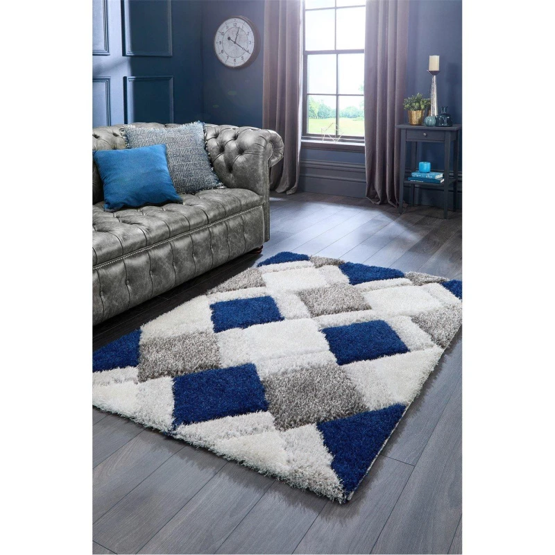 Image of Origins Geo Shaggy Cosy Rug Navy - Origins - Size: 60X110 Navy 60X110 MN14609
