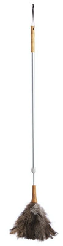 Image of Living Nostalgia Genuine Ostrich Feather Duster with Telescopic Handle Extendable 102 -152cm Grey