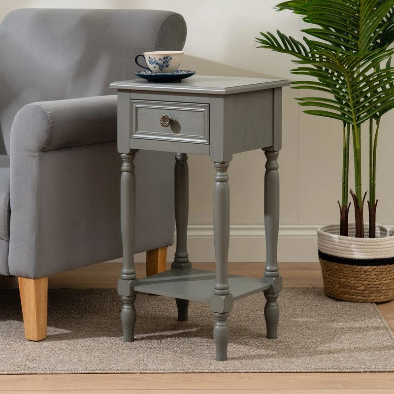 Image of SO'HOME Amia Side Table with Drawer Grey ONE SIZE