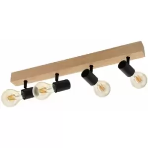 Image of Loops - Wall Light Colour Brown Wood Back Plate Black Bulb Holder Bulb E27 4x60W