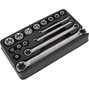 Image of Sealey 16 Piece 3/8" Drive Torx Socket and Spanner Set in Module 3/8"