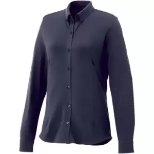 Image of Elevate Womens/Ladies Bigelow Long Sleeve Pique Shirt (2XL) (Navy)