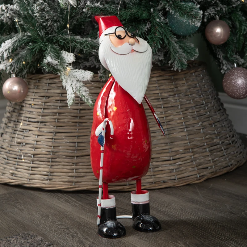 Image of 44cm Hand Painted Metal Christmas Polka Dot Santa Decoration