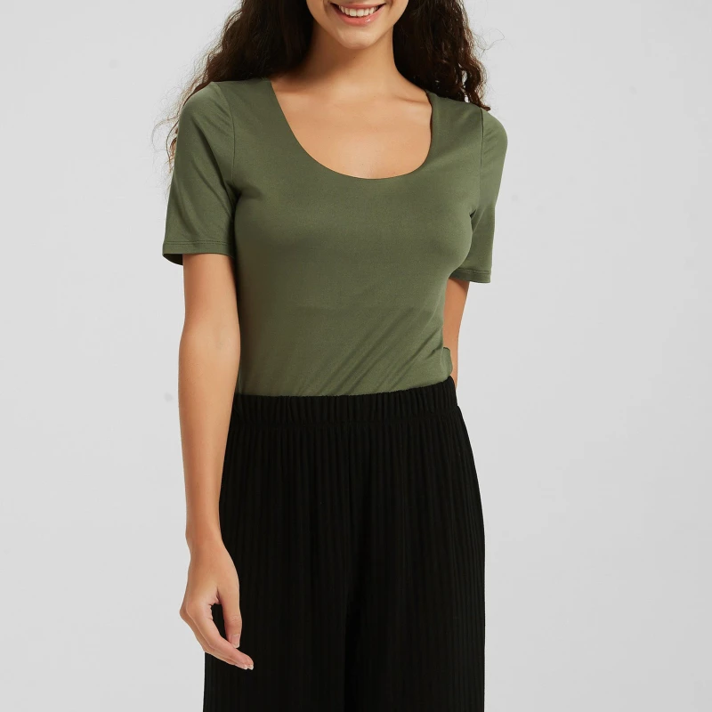 Image of Be You Scoop Neck Bodysuit Womens - Green Green 8