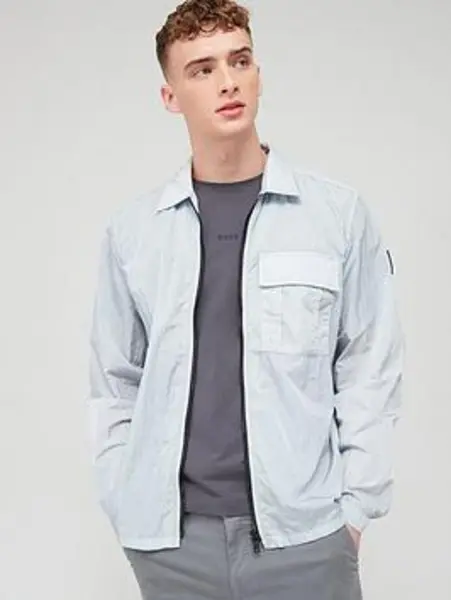 Image of BOSS Loony Overshirt - Light Grey, Light Grey, Size 2XL, Men Light Grey VFZH8 Male 2XL