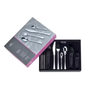 Image of Arthur Price 'Dawn' stainless steel 16 piece 4 person boxed cutlery set for luxury home dining - Metallics