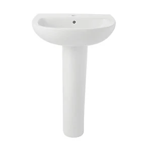 Image of Wickes Newport Ceramic Basin with Full Pedestal - 550mm