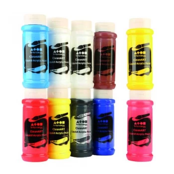 Image of Brian Clegg CleanART Acrylics 500ml Assorted Pack of 10 AK0850010