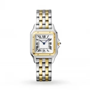 Image of Panthre De Cartier Watch Medium Model, Quartz Movement, Yellow Gold, Steel