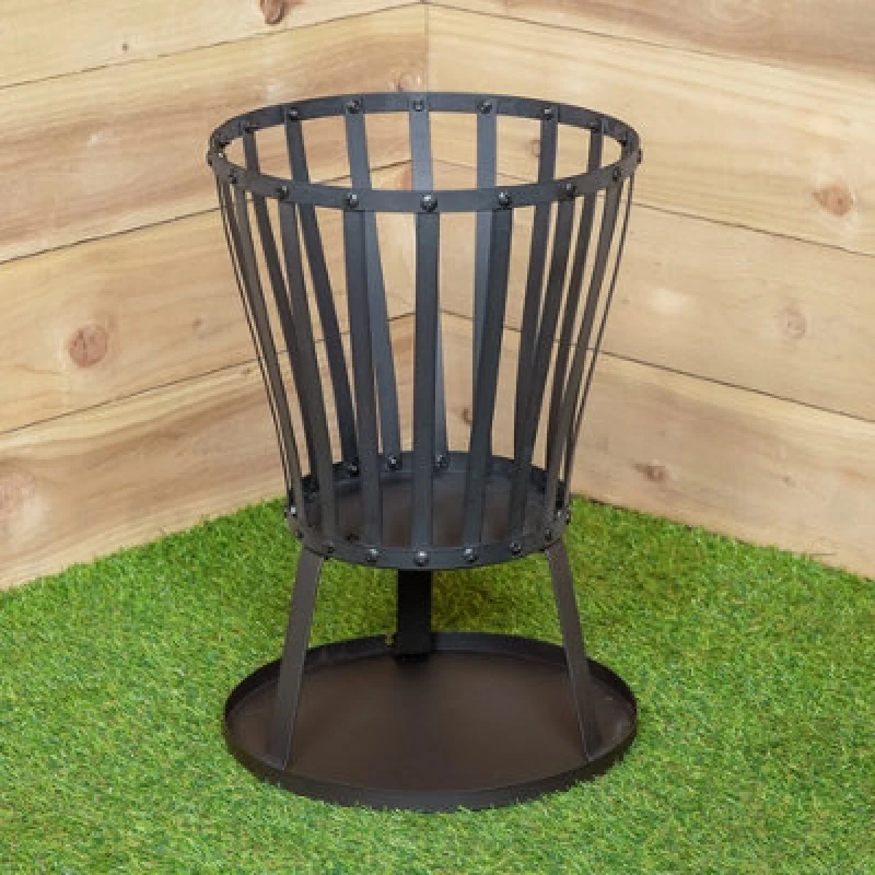 Image of Samuel Alexander 35Cm Black Steel Garden Patio Log Burner Fire Pit Basket