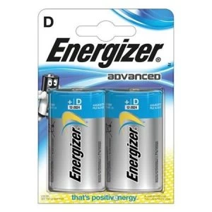 Image of Energizer Advanced D Alkaline Batteries Pack of 2 Batteries