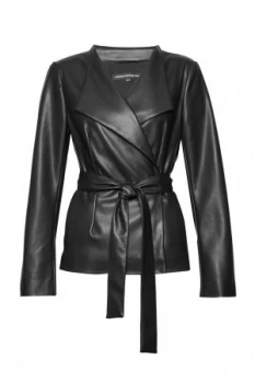 Image of French Connection Margarette Faux Leather Jacket Black