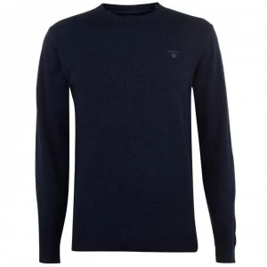 Image of Gant Cotton Crew Neck Jumper - Denim Blue 908