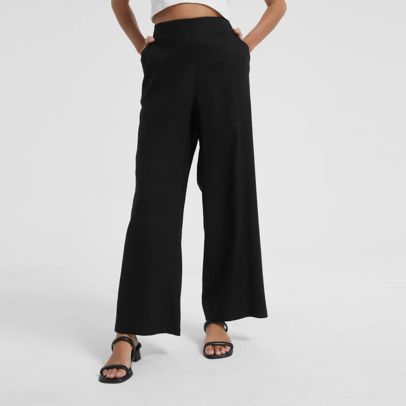 Image of Be You Linen Wide Leg Trousers - Black 8