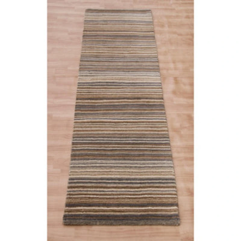 Image of Melrose Mubai Stripe Wool Made Natural Runner Area Rug 060/230Cm