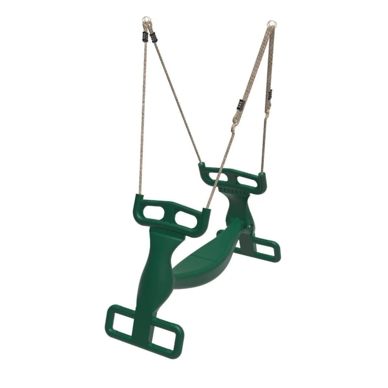 Image of OutdoorToys Moulded Plastic Children's Tandem Glider - Two Child Swing Seat in Green Green Unisex