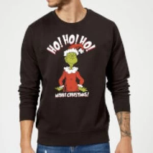 Image of The Grinch Ho Ho Ho Smile Christmas Sweatshirt - Black - M