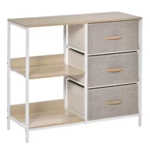 Image of Homcom Chest With 3 Drawers Storage Display Shelves Beige