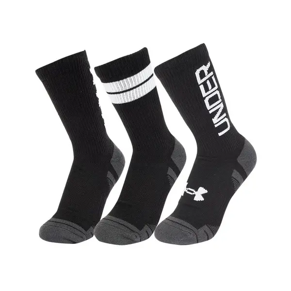 Image of Under Armour Perf Tech Nov 3pk Crew Socks Black - M