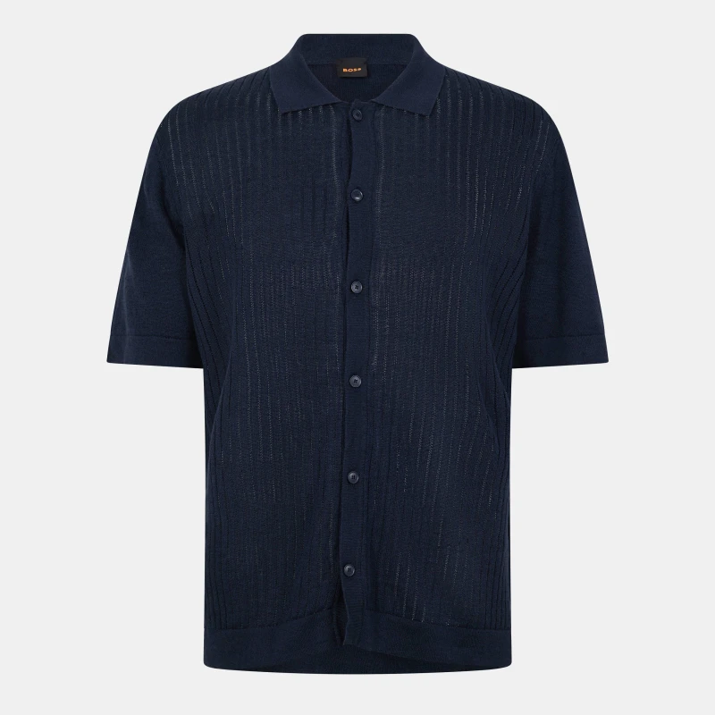 Image of Boss Mens Kamicino Knitted Hoodie Dark Blue male S