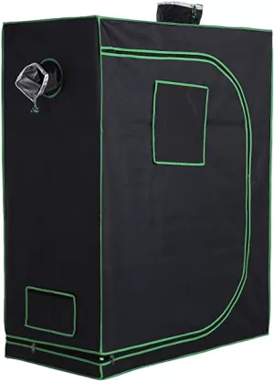 Image of Outsunny 120 x 90 x 200cm Mylar Hydroponic Grow Tent with Adjustable Vents and Floor Tray for Indoor Plant Growing, 600D Oxford Cloth, Black