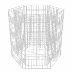 Image of Hexagonal Gabion Raised Bed 100x90x100cm Vidaxl Silver