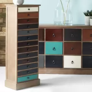 Image of Pacific Loft 13 Drawer Chest, Pine Loft Dark Drawers