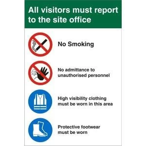 Image of Warehouse Sign 400x600 1mm Plastic Visit Rprt Office Ref