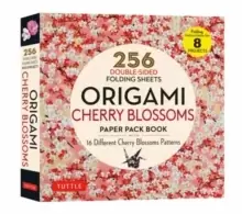 Image of Origami Cherry Blossoms Paper Pack Book : 256 Double-Sided Folding Sheets with 16 Different Cherry Blossom Patterns with solid colors on the back (Inc