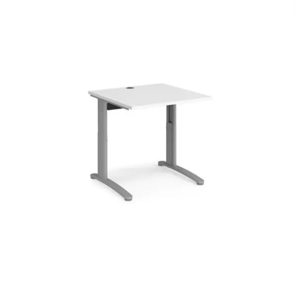 Image of TR10 Office Desk Wheelchair Friendly Rectangular Desk 800mm White Tops With Silver Frames TR10 White THS8SWH