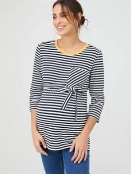 Image of Mama-Licious Maternity Jersey Striped Top - White/Navy, Size 10, Women